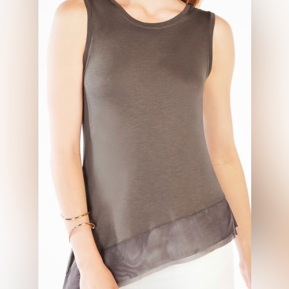 BCBGMAXAZRIA Renita Mesh Trim High-Low Tank